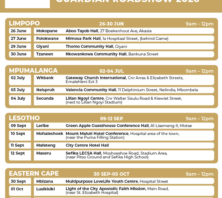 2026 Guardian Roadshow