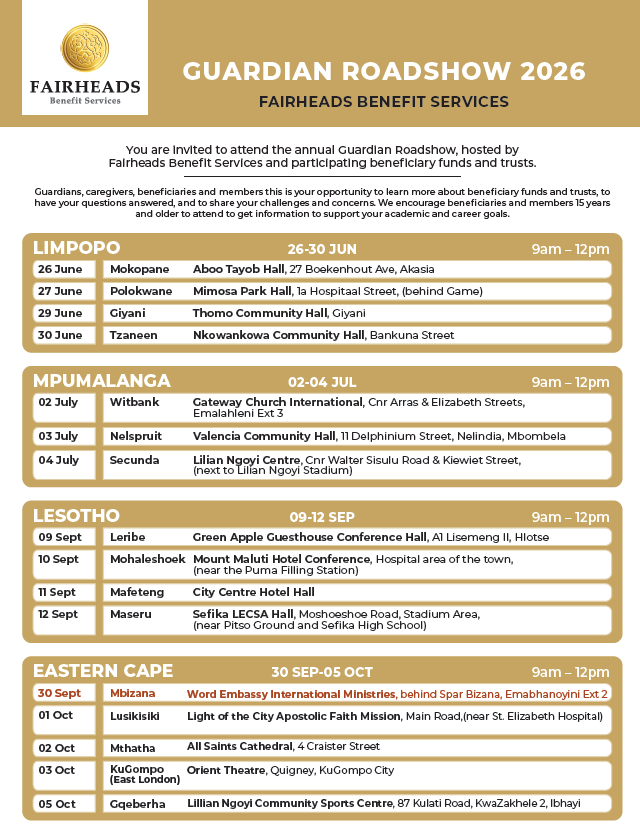 Guardian Roadshow schedule 2026 amended
